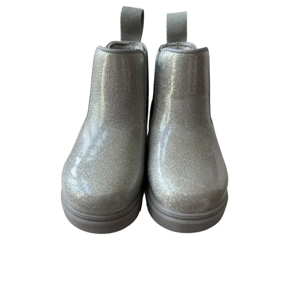 Native Shoes Kids Silver Glitter Kensington Treklite Chelsea Boots Size 6